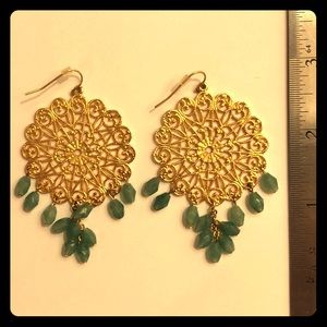 Gold Indian-inspired dangling earrings